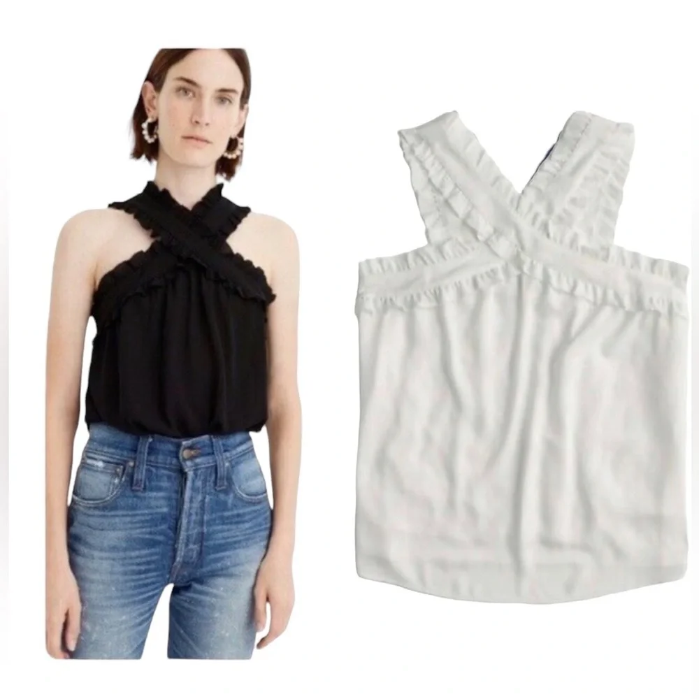 J.crew White‎ Drapey Wrap Chiffon front top